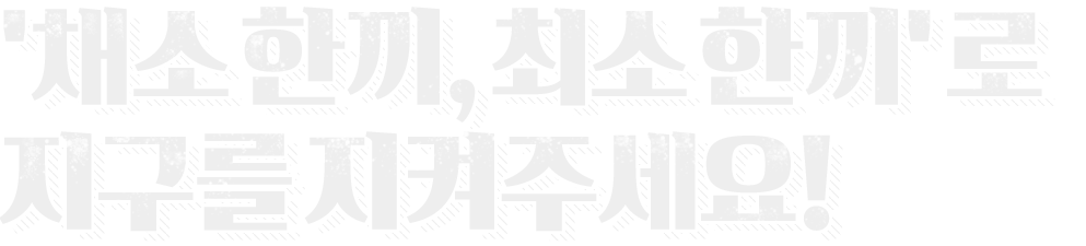 채소한끼, 최소한끼로 지구를 지켜주세요!